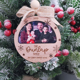 The Dunlap family 2022 Laser engrave Christmas ornament on a Christmas Tree