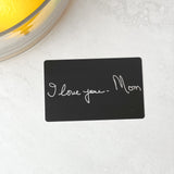 Black Aluminum wallet card with the words I love you - Mom laser engraved