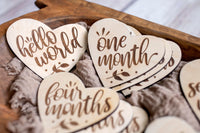 Heart Shaped Baby Milestone Photo Props - Wooden Baby Gift