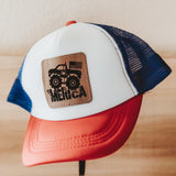 'Merica Monster Truck Hat for Children - Kid's Red, White and Blue Trucker Hat